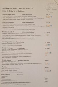 Menu dejeuner et diner